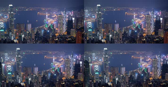 俯瞰香港城市夜景 4K视频