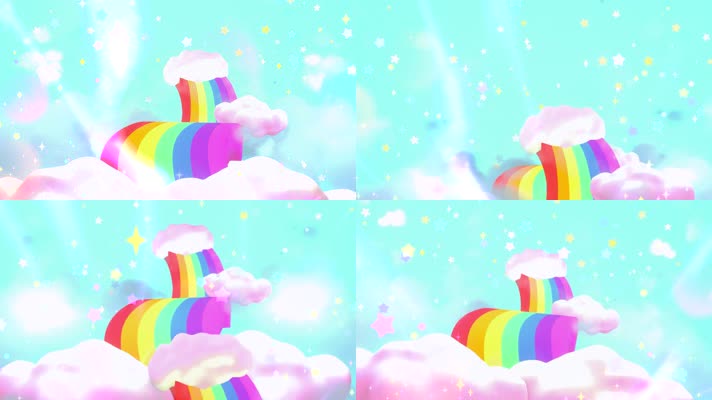 可爱卡通彩虹天空视频素材
