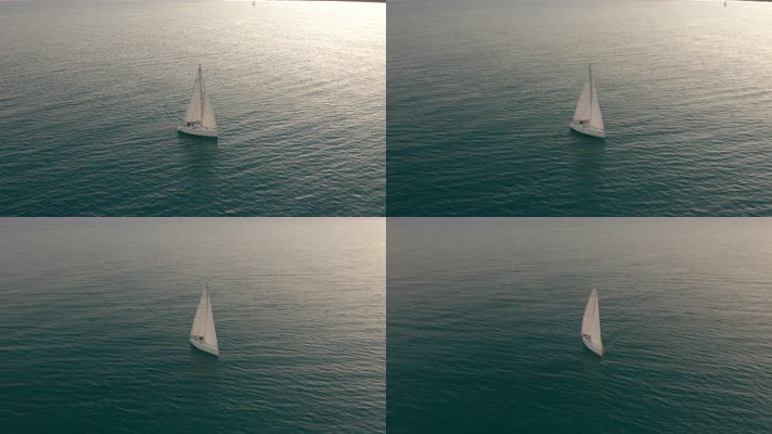 航拍帆船海上航行 4K视频