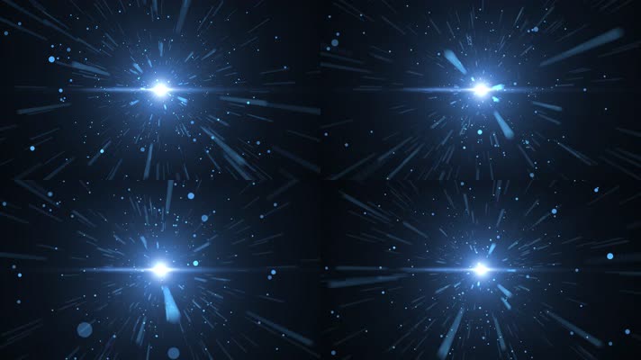 4K蓝色星光粒子光线穿梭商务科技背景