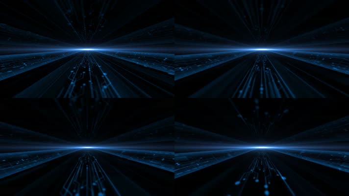 4K蓝色星光粒子光线穿梭商务科技背景