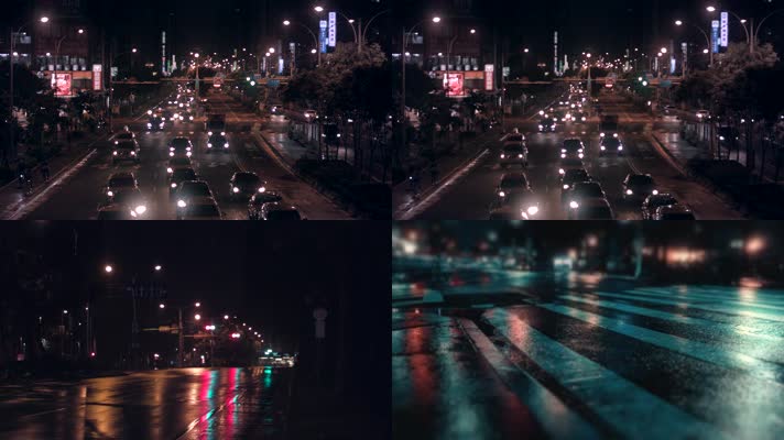 实拍城市街道夜景