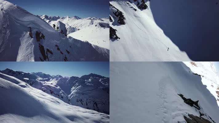 雪山攀登滑雪极限运动