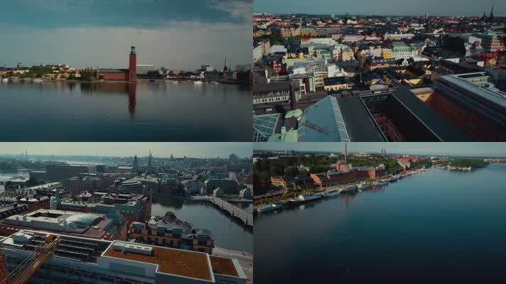 高清航拍瑞典城市风景