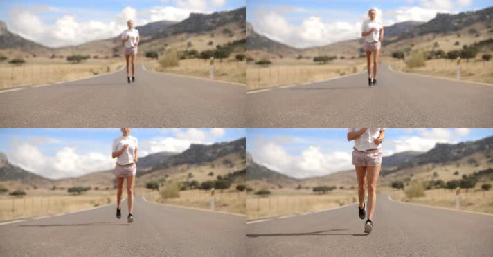 美女荒野跑步 健身 运动 4K视频
