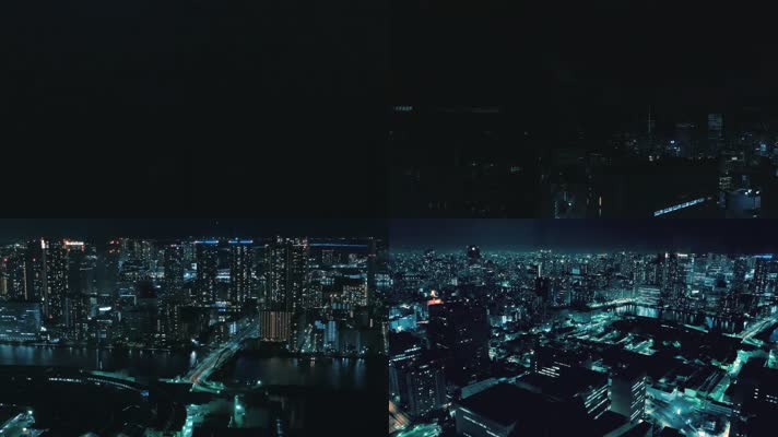 4K垂直电梯观光电梯城市夜景