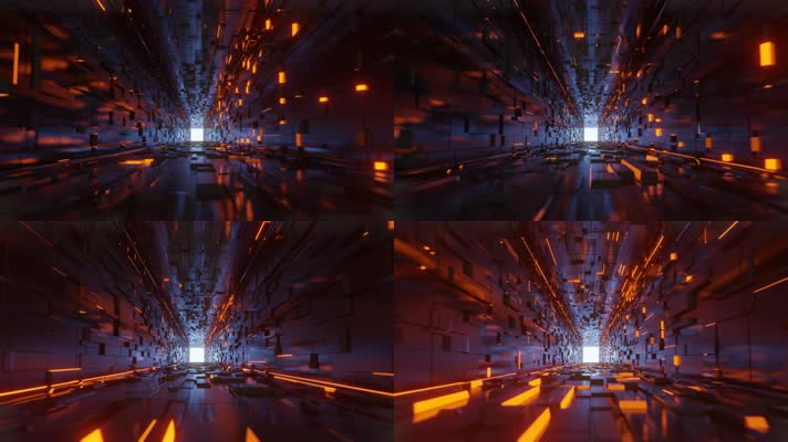 科技灯光隧道穿梭视频
