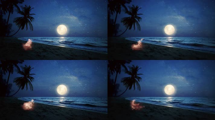 月亮沙滩椰树