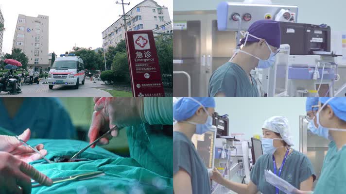 医护人员救治病人ICU做手术抢救照顾病人