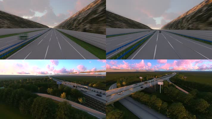 高速公路ETC收费站三维动画道路建设