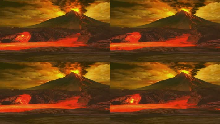 3D火山喷发场景