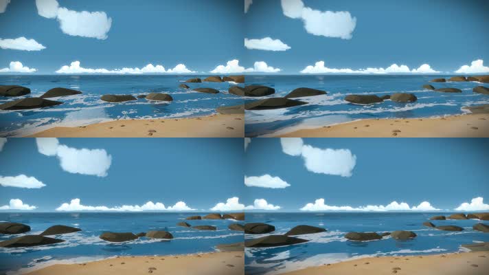 3D卡通风沙滩场景