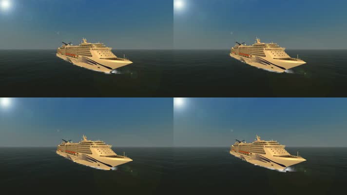 3D东方星游轮船头场景