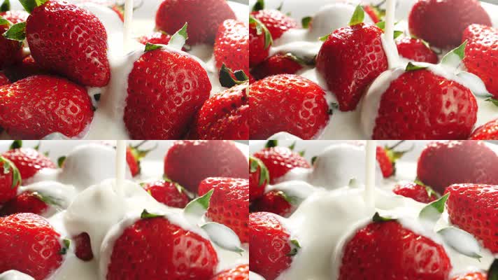 牛奶草莓特写镜头