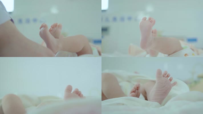 婴儿手脚特写护士呵护婴儿