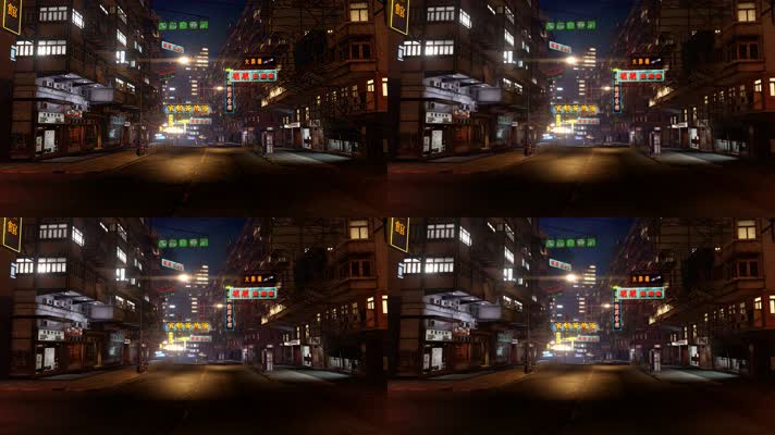 3D中式复古街道老香港背景