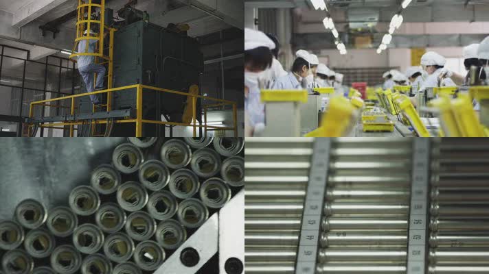 传统流水线工厂 落后生产力方式 零件加工