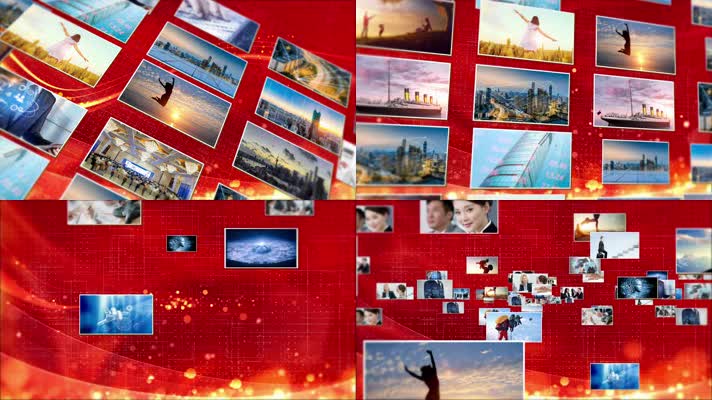大气红色党政照片墙回忆历程宣传片图片汇聚
