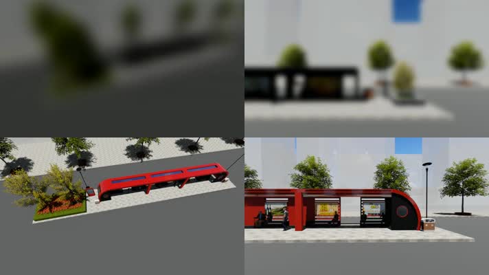 2款通用公交车停靠站三维动画