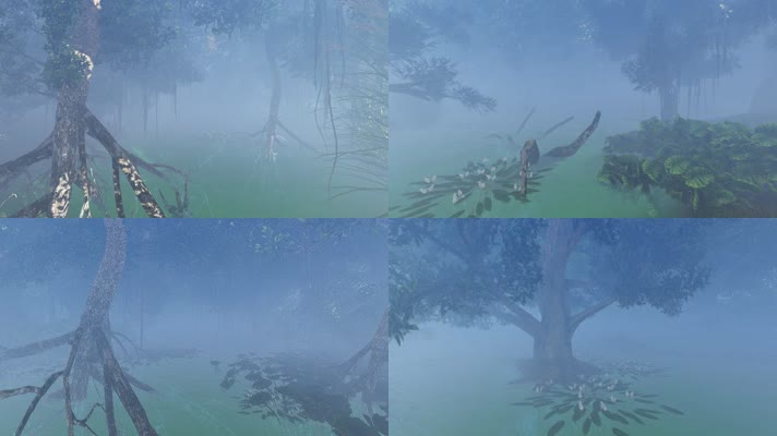 热带雨林河流穿梭动画-雾气
