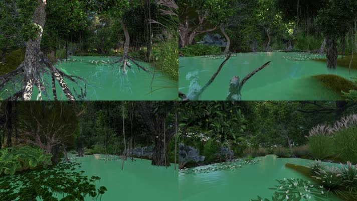 热带雨林河流穿梭动画-白天