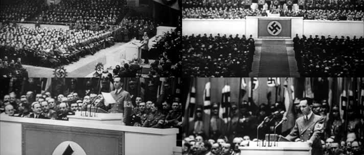 .二战德国法西斯纳粹战前动员大会