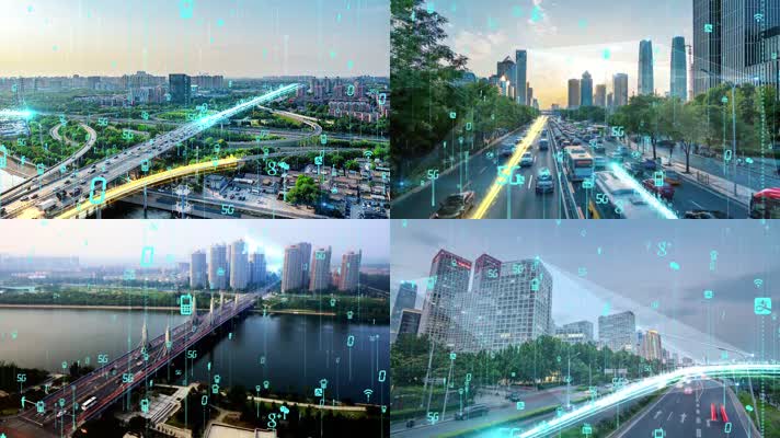 大数据5G智慧科技互联网城市粒子连线光线