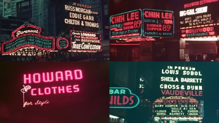1930年代中期的纽约夜景霓虹灯