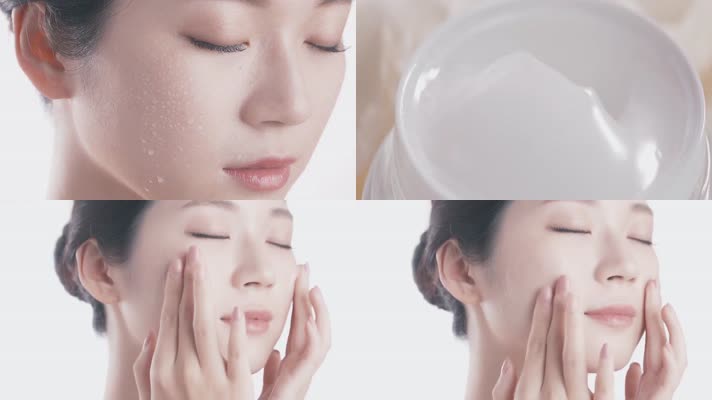 特写脸部护理化妆品美容护肤宣传背景视频