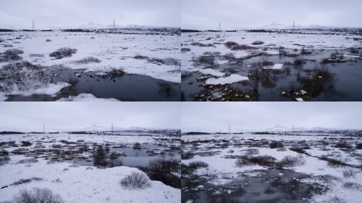 【4K】冬季湿地结冰