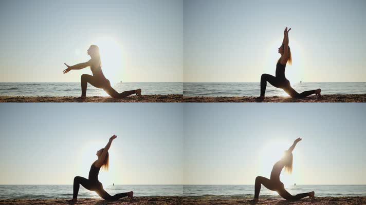 海滩瑜伽体操锻炼