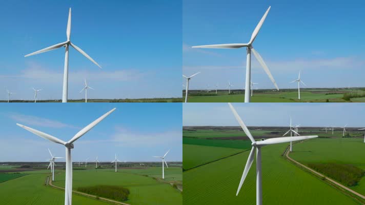 风能风车转动绿色能源视频素材