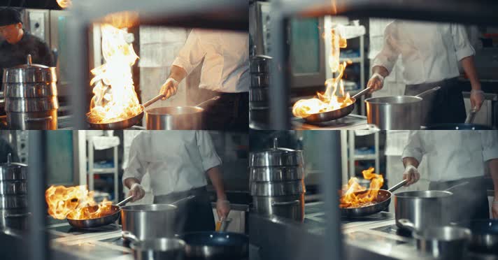 厨师烹饪火焰