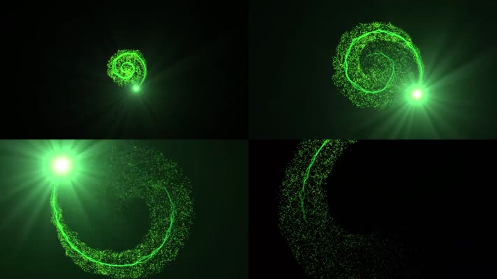 绿色螺旋粒子飘散