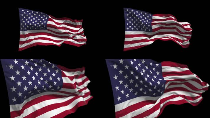 【透明通道】4K美国国旗高质感迎风飘扬