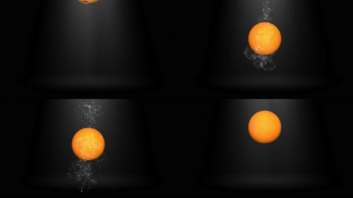4K全息透明通道橙子入水慢镜头