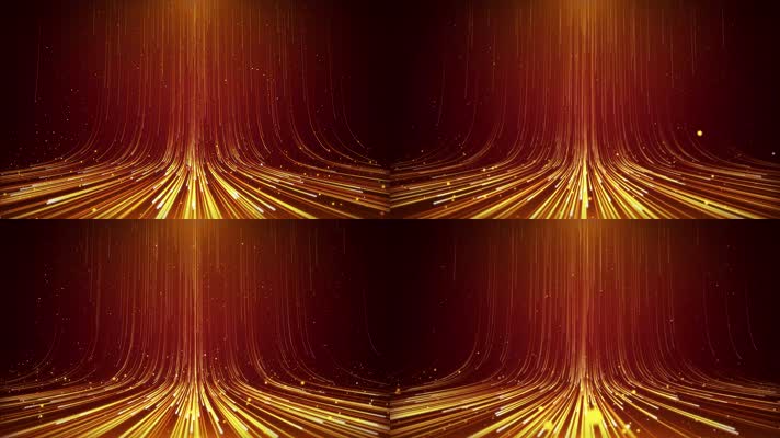 4K金色粒子线条流动背景