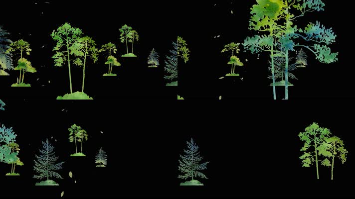 4K绿色生态树木动态背景(带透明通道)