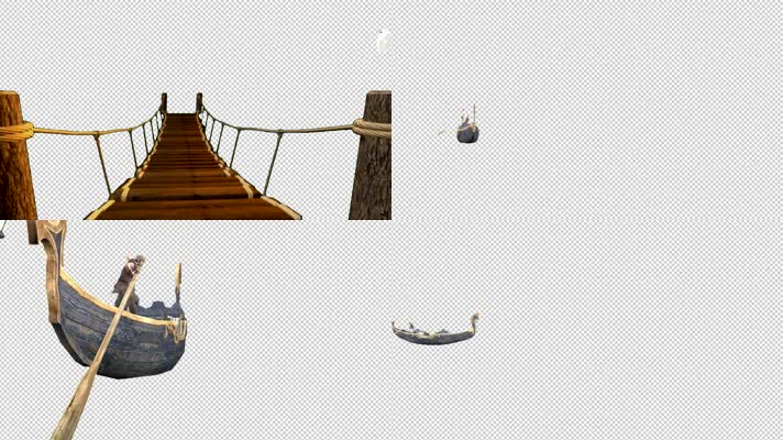4组透明遮罩吊桥划船飞鸟动画