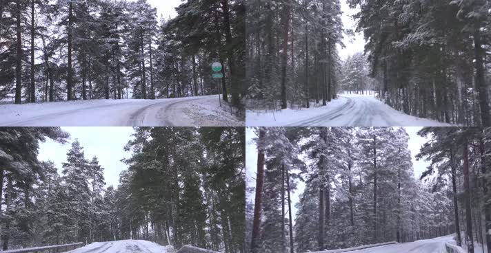 冬天森林开车，开车第一视角