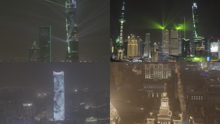 上海最新灯光秀航拍全角度（灰度）