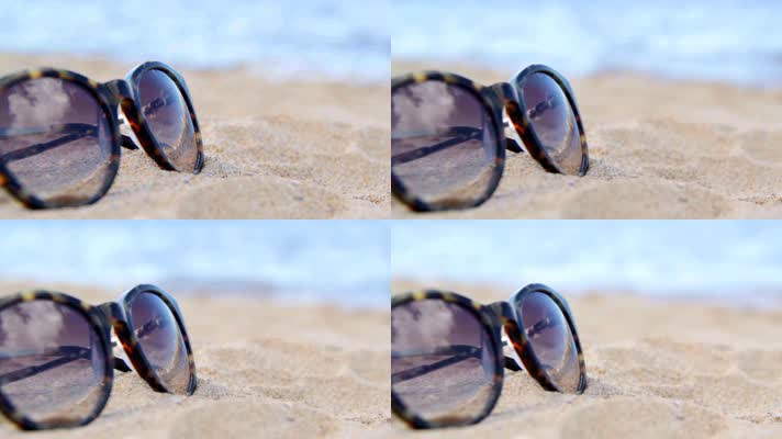 太阳眼镜，海边度假，海边空镜头