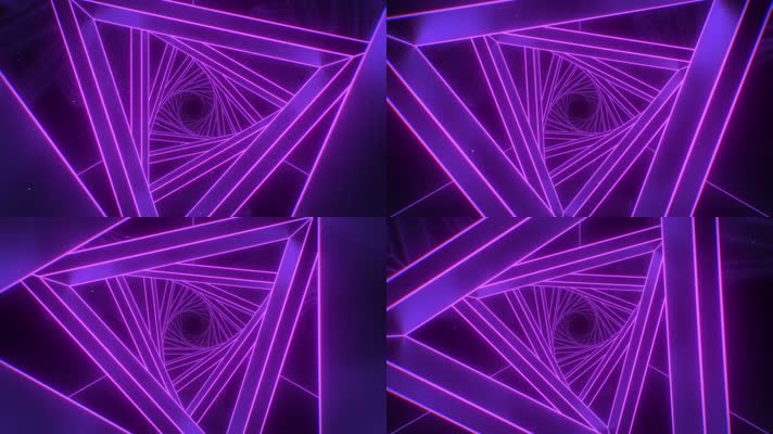 紫色霓虹三角隧道穿梭