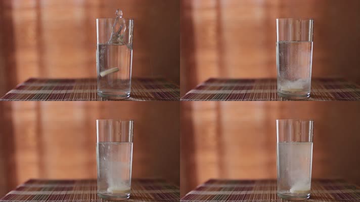 玻璃杯水杯泡腾片气泡