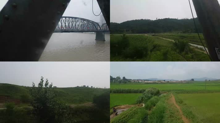 朝鲜平壤旅游沿途风景实拍火车窗外风景实拍