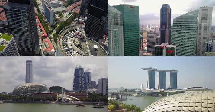 航拍新加坡城市交通4K