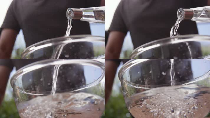 「4K」玻璃瓶倒水
