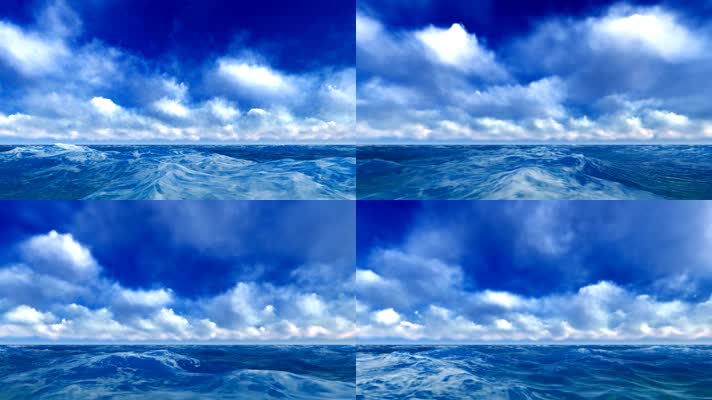 海浪蓝天白云延时循环背景