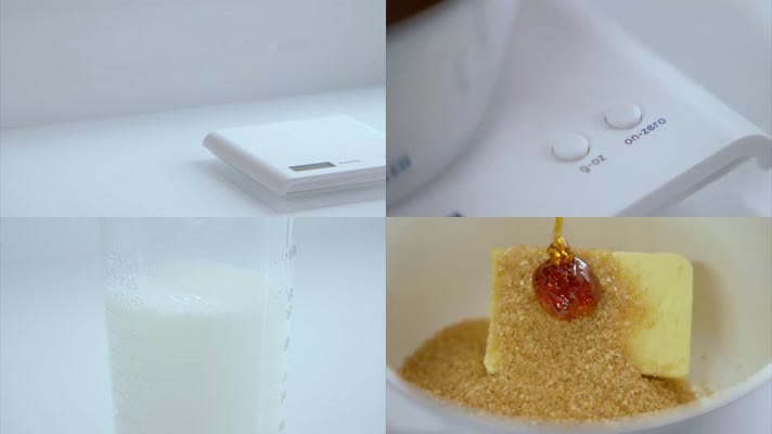 植物油调和油面粉白砂糖牛奶玻璃器皿餐具