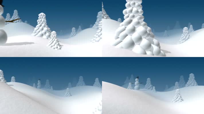 冬天堆雪人，森林动画